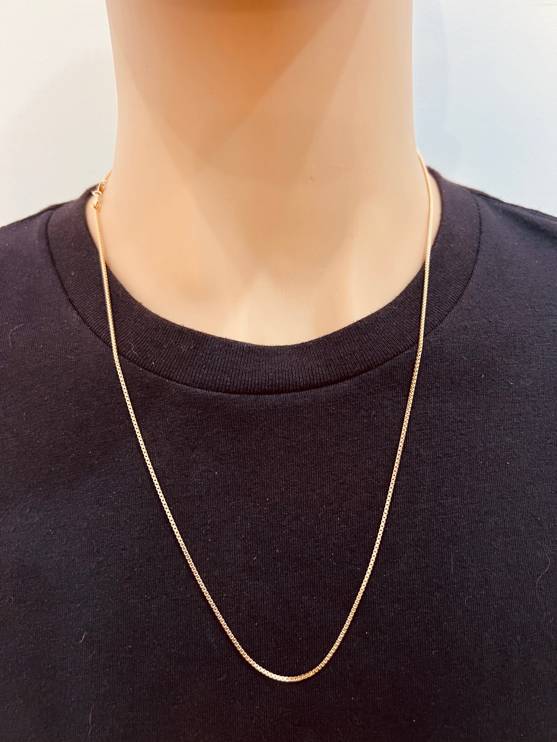 18KT Gold Filled Necklaces, Gold Filled Box Chain | 0.5mm Width | 18–24 Inch Length by HAUS OF MONOGRAM