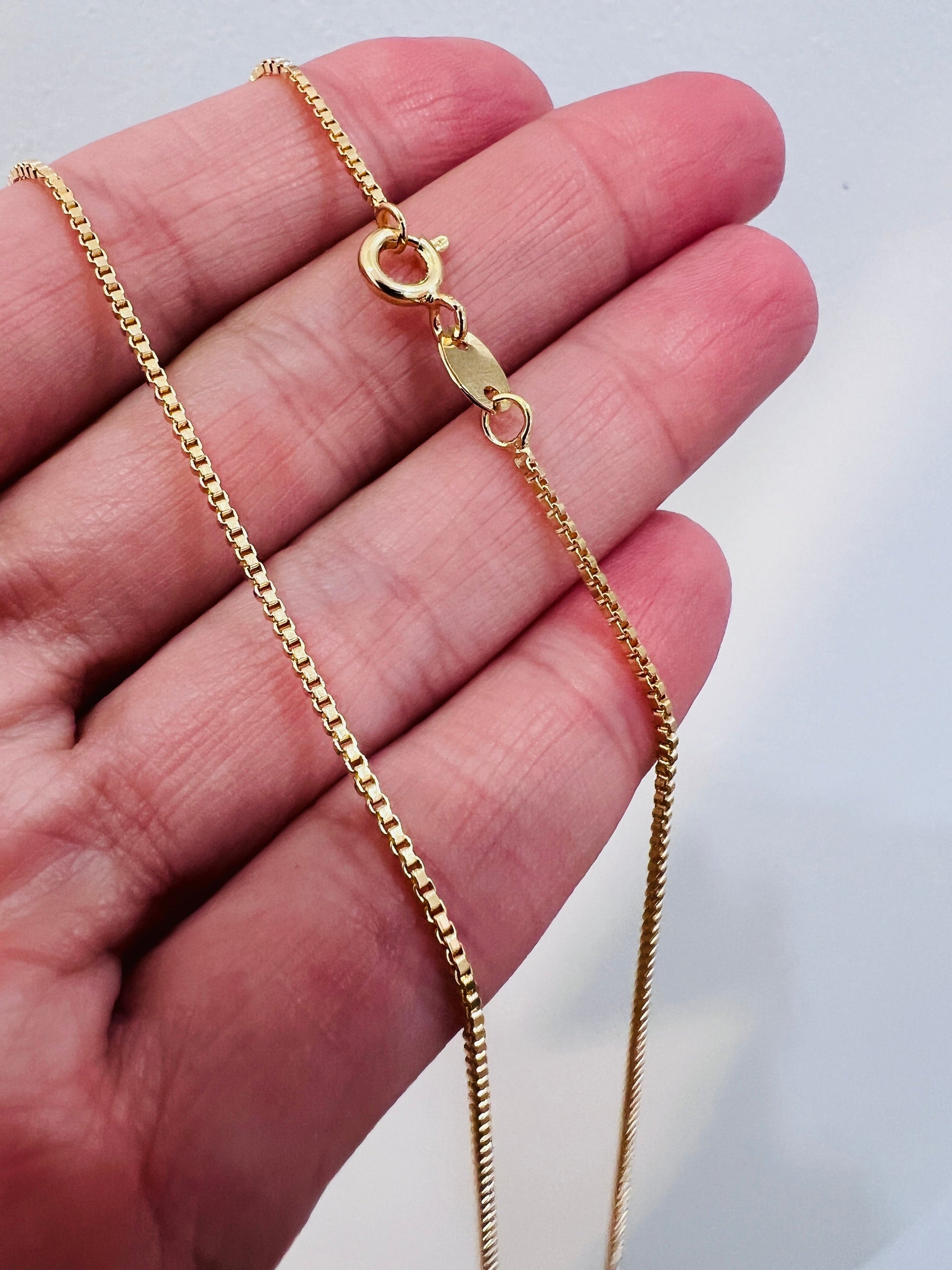 18KT Gold Filled Necklaces, Gold Filled Box Chain | 0.5mm Width | 18–24 Inch Length by HAUS OF MONOGRAM