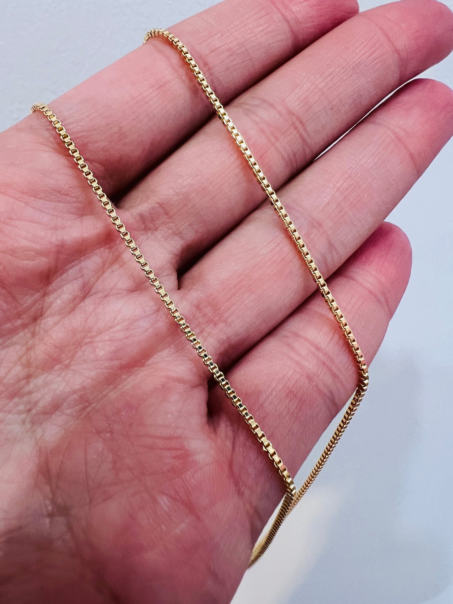 18KT Gold Filled Necklaces, Gold Filled Box Chain | 0.5mm Width | 18–24 Inch Length by HAUS OF MONOGRAM