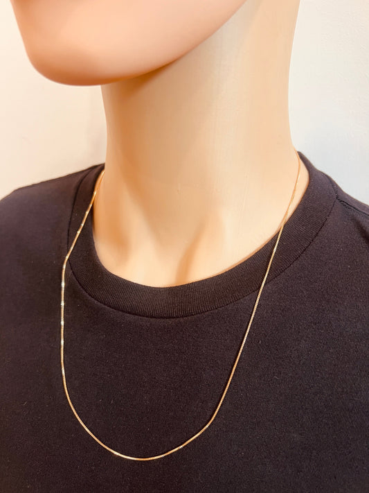 18KT Gold Filled Necklaces, Gold Filled Box Chain | 0.9mm Width | 18–24 Inch Options by HAUS OF MONOGRAM