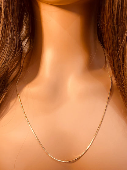 18KT Gold Filled Necklaces, Gold Filled Box Necklace | 0.5mm Width | 14–24 Inch Size by HAUS OF MONOGRAM