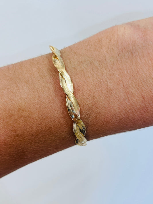 Gold Filled Braided Herringbone Bracelet | 5mm Width by HAUS OF MONOGRAM