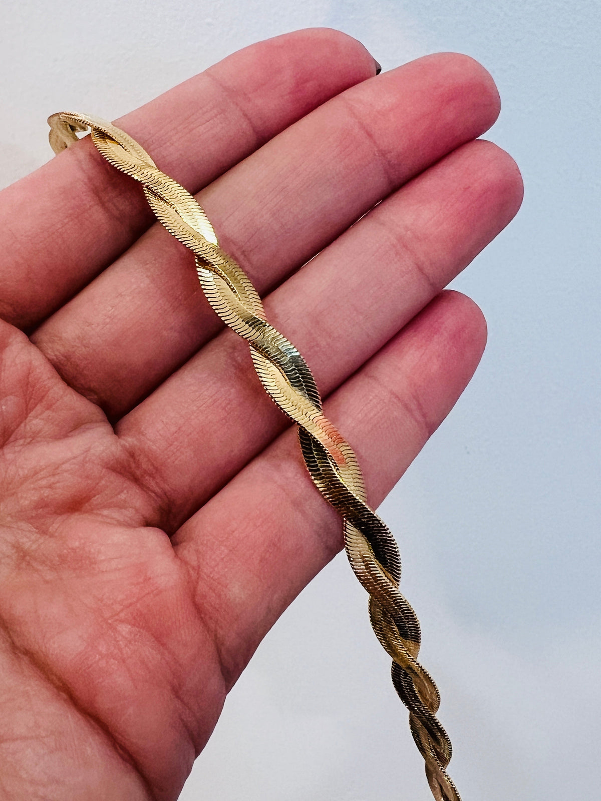 18KT Gold Filled Bracelets, Gold Filled Braided Herringbone Bracelet | 5mm Width by HAUS OF MONOGRAM