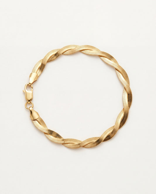 18KT Gold Filled Bracelets, Gold Filled Braided Herringbone Bracelet | 5mm Width by HAUS OF MONOGRAM