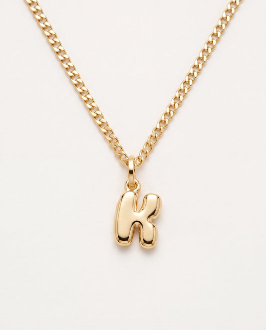 18KT Gold Filled Necklaces, Gold Filled Bubble Initial Necklace – 18K Gold Personalized Pendant | 16", 18", 20" by HAUS OF...