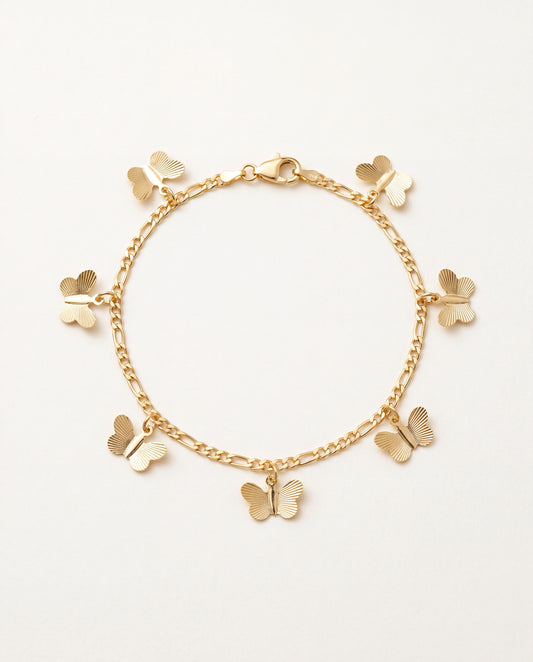 18KT Gold Filled Anklets, Gold Filled Butterfly Anklet | 10 Inch | 1.5mm Chain by HAUS OF MONOGRAM