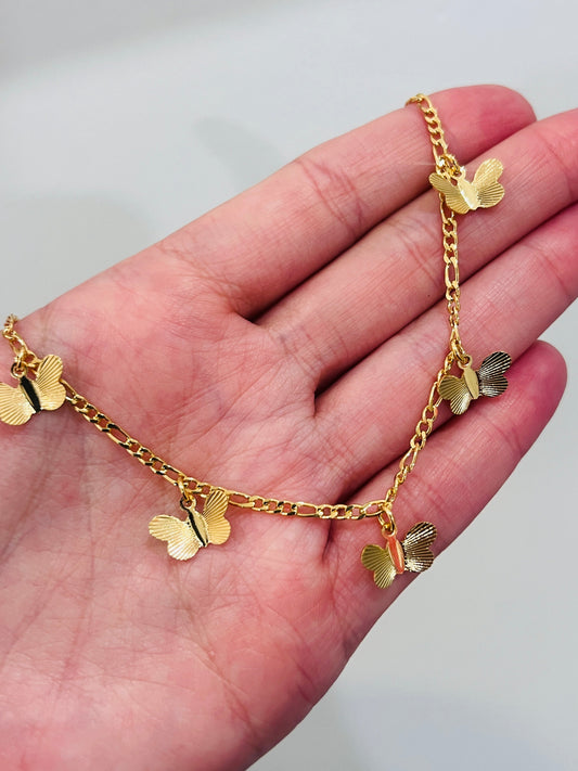 18KT Gold Filled Anklets, Gold Filled Butterfly Anklet | 10 Inch | 1.5mm Chain by HAUS OF MONOGRAM