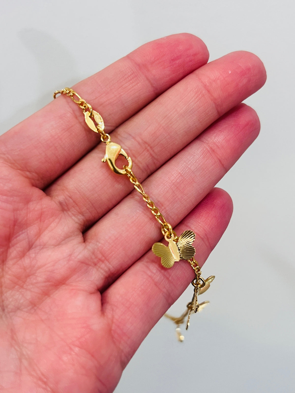 18KT Gold Filled Anklets, Gold Filled Butterfly Anklet | 10 Inch | 1.5mm Chain by HAUS OF MONOGRAM