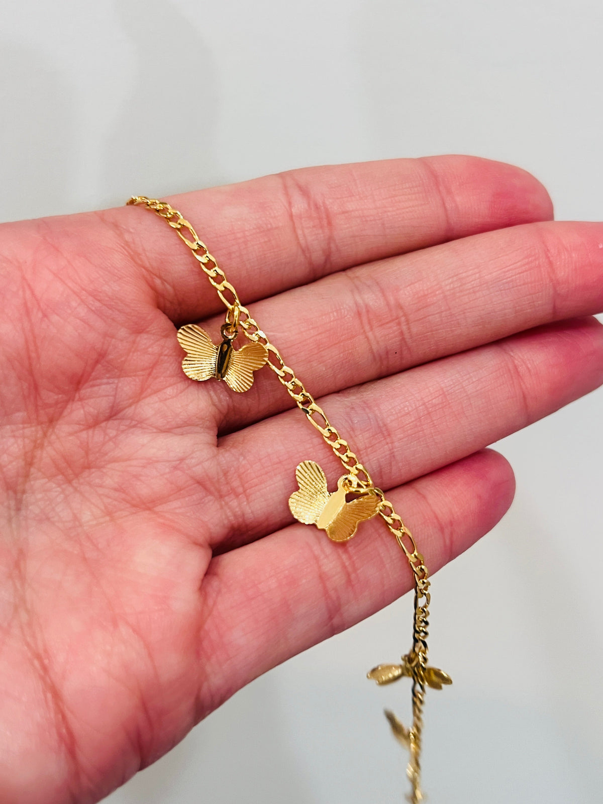 18KT Gold Filled Anklets, Gold Filled Butterfly Anklet | 10 Inch | 1.5mm Chain by HAUS OF MONOGRAM