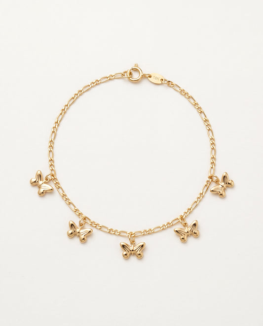 18KT Gold Filled Anklets, Gold Filled Butterfly Anklet | Dainty 18K Gold Ankle Bracelet by HAUS OF MONOGRAM