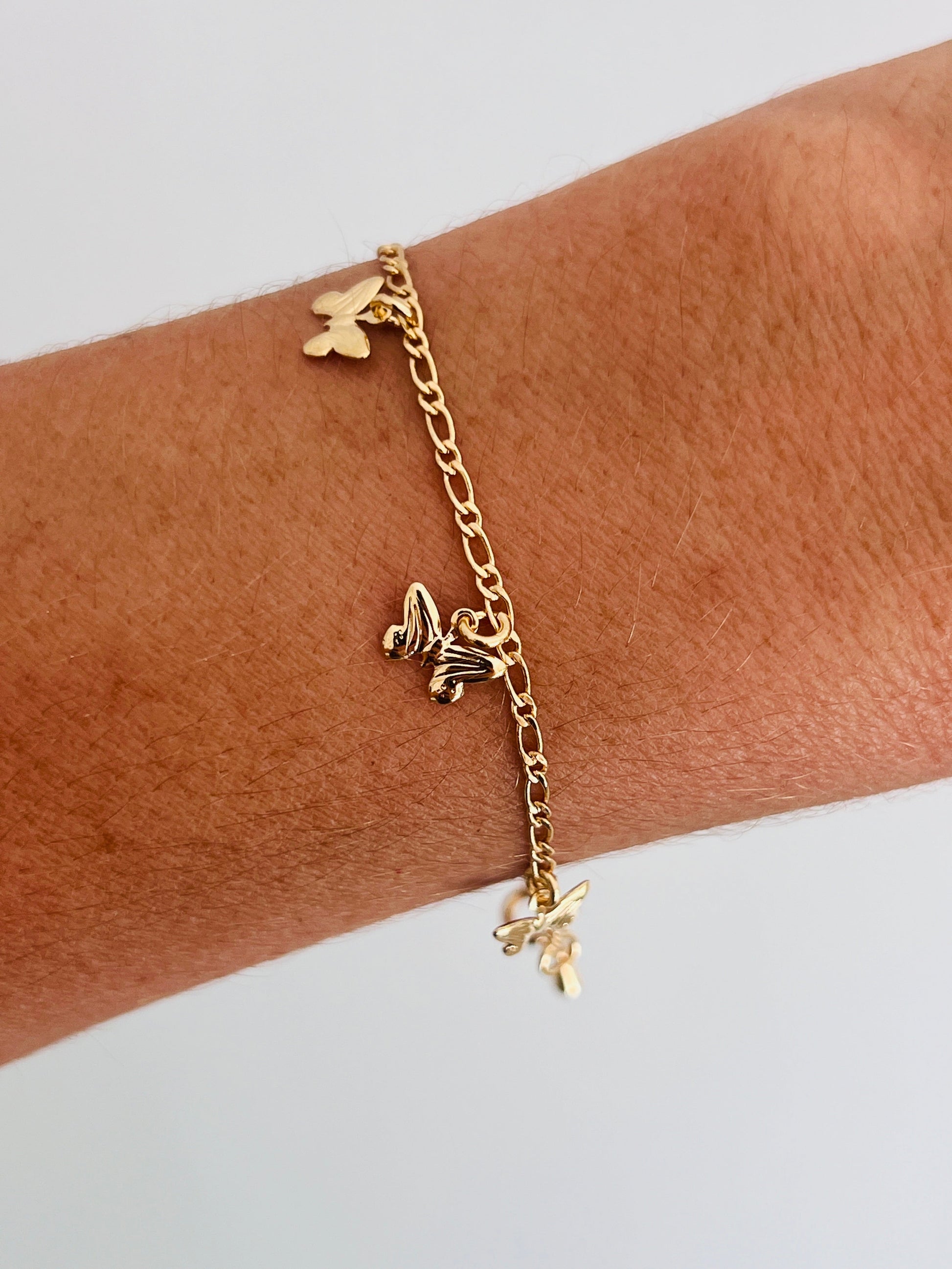 18KT Gold Filled Bracelets, Gold Filled Butterfly Bracelet | 4mm Dainty Wrist Accent by HAUS OF MONOGRAM