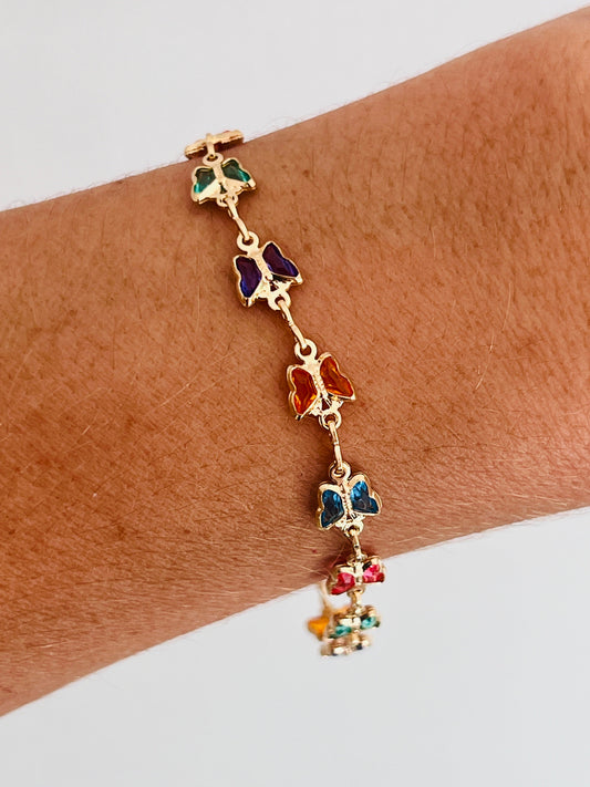 18KT Gold Filled Bracelets, Gold Filled Butterfly Bracelet | Dainty Layering Wrist Charm by HAUS OF MONOGRAM