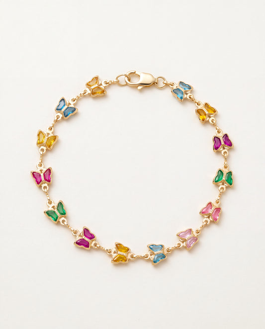 Gold Filled Butterfly Crystal Anklet