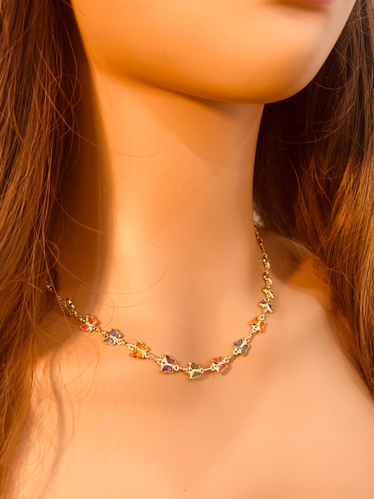 18KT Gold Filled Necklaces, Gold Filled Butterfly Necklace | Gemstone | 16–18 Inch by HAUS OF MONOGRAM