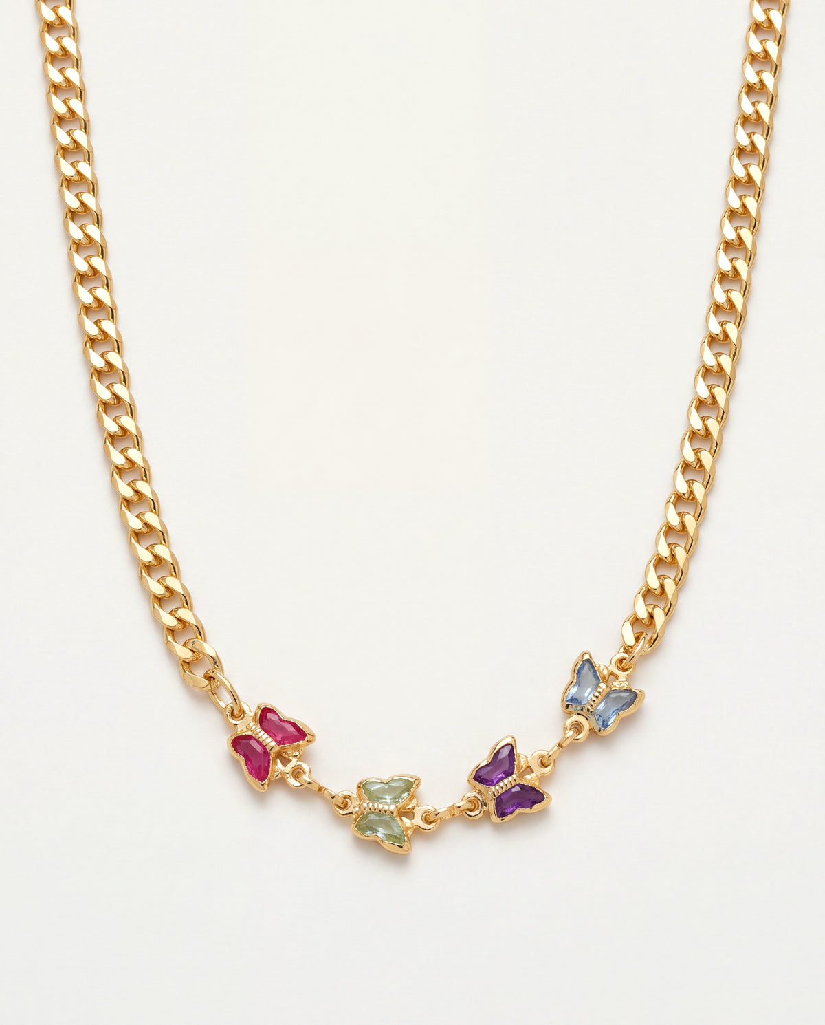 18KT Gold Filled Necklaces, Gold Filled Butterfly Necklace | Gemstone Accent | 16"+2" by HAUS OF MONOGRAM