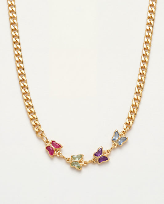 18KT Gold Filled Necklaces, Gold Filled Butterfly Necklace | Gemstone Accent | 16"+2" by HAUS OF MONOGRAM