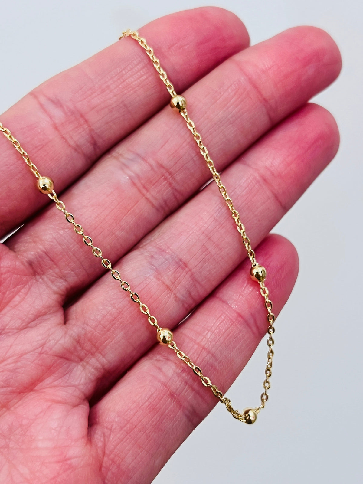 18KT Gold Filled Anklets, Gold Filled Cable Ball Anklet | 3mm Bead | 10 Inch Fit by HAUS OF MONOGRAM