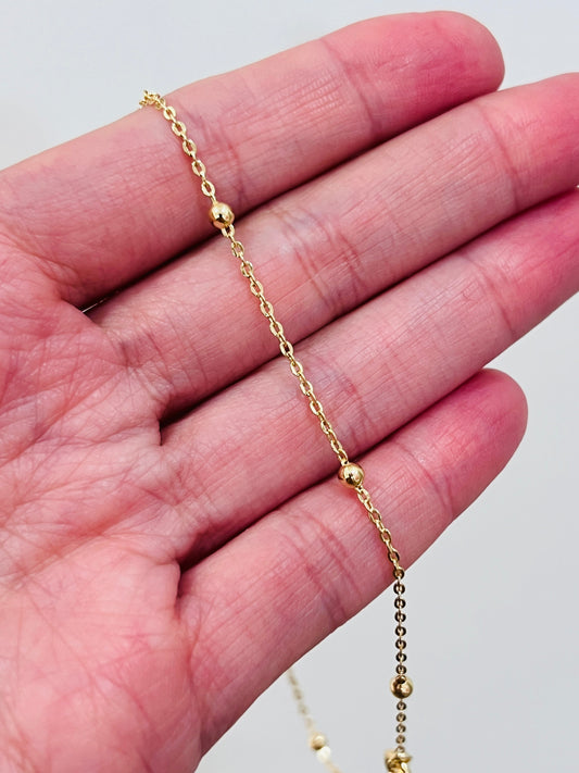 18KT Gold Filled Anklets, Gold Filled Cable Ball Anklet | 3mm Bead | 10 Inch Fit by HAUS OF MONOGRAM