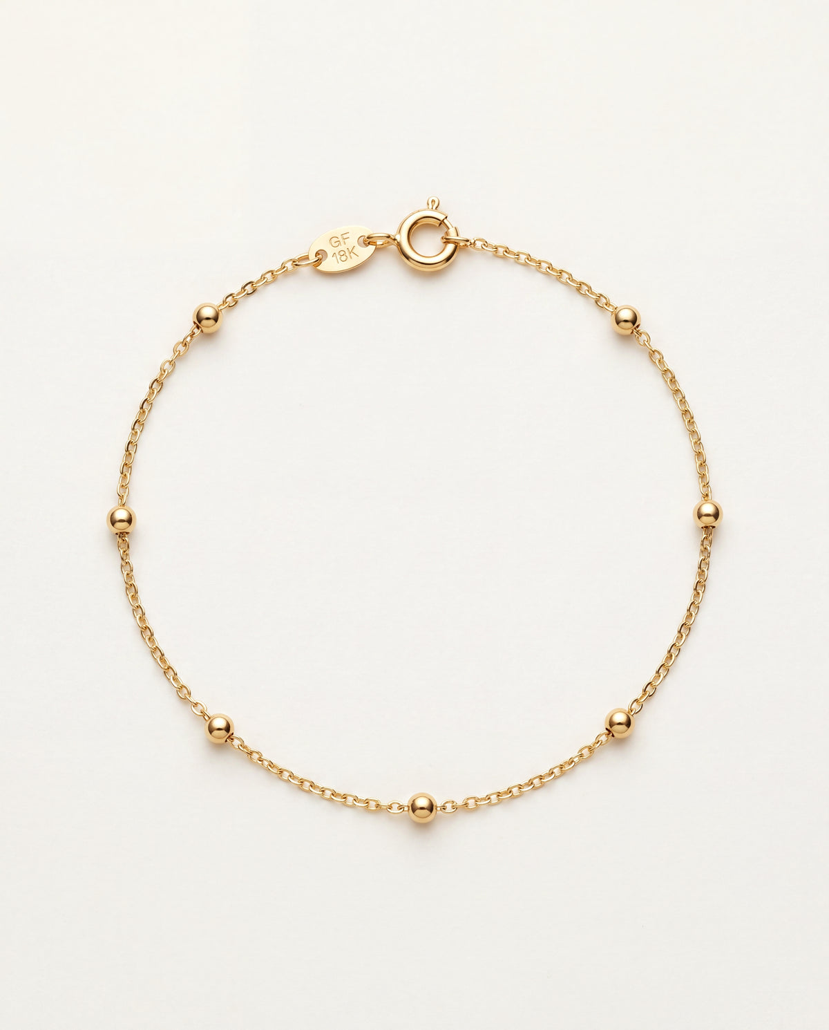 18KT Gold Filled Bracelets, Gold Filled Cable Ball Bracelet | Dainty 1mm, Multiple Sizes by HAUS OF MONOGRAM