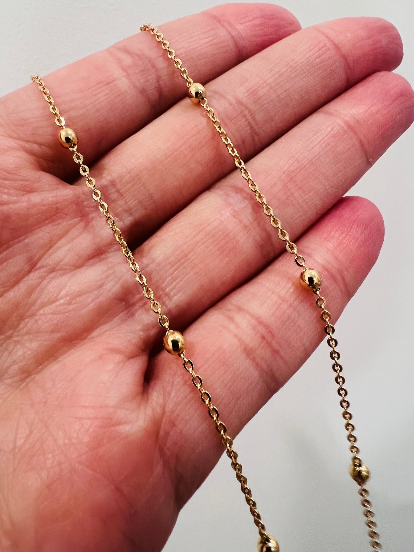 18KT Gold Filled Necklaces, Gold Filled Cable Ball Necklace | 1mm Beads | 16–20 Inch by HAUS OF MONOGRAM