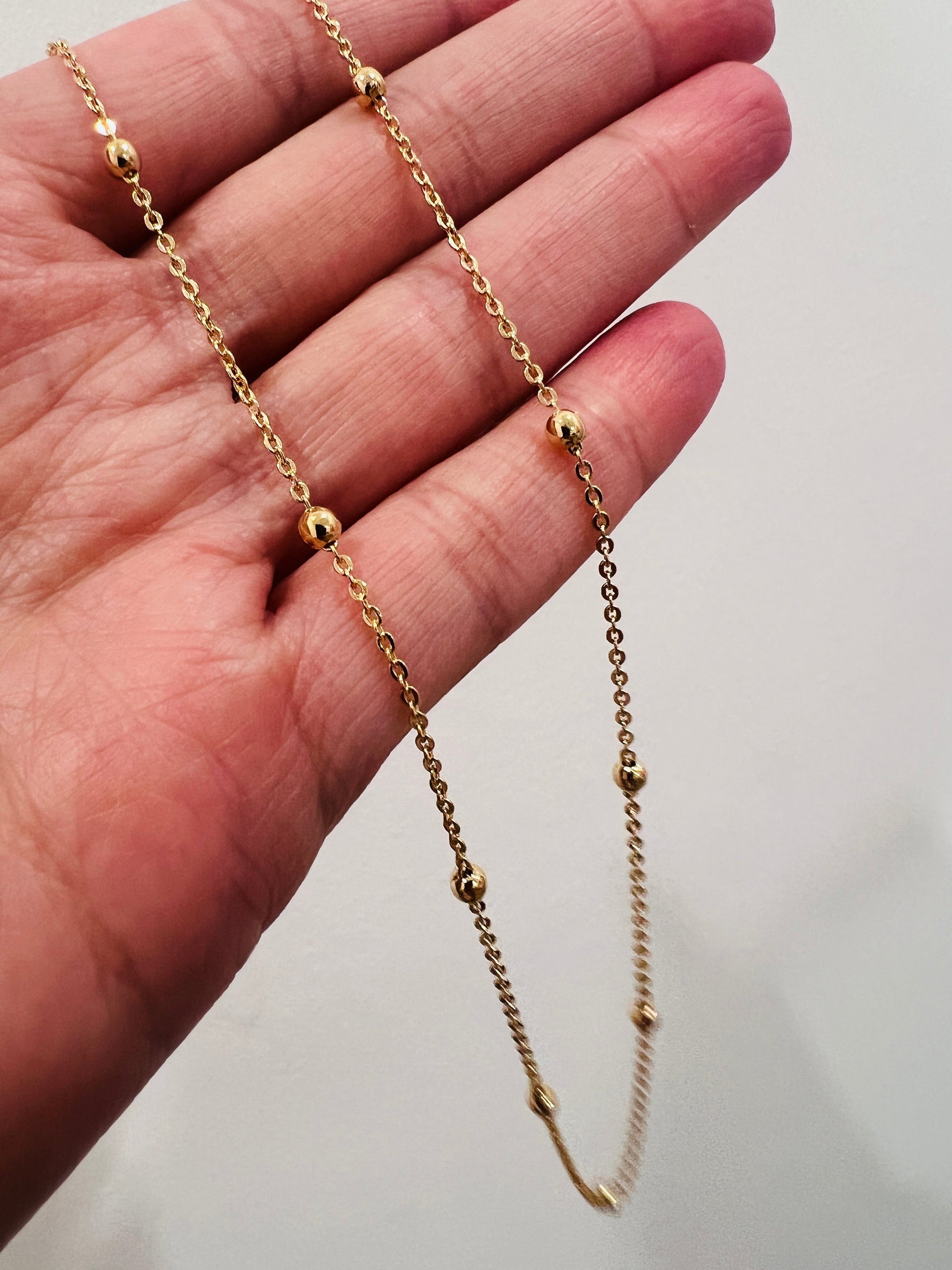18KT Gold Filled Necklaces, Gold Filled Cable Ball Necklace | 1mm Beads | 16–20 Inch by HAUS OF MONOGRAM