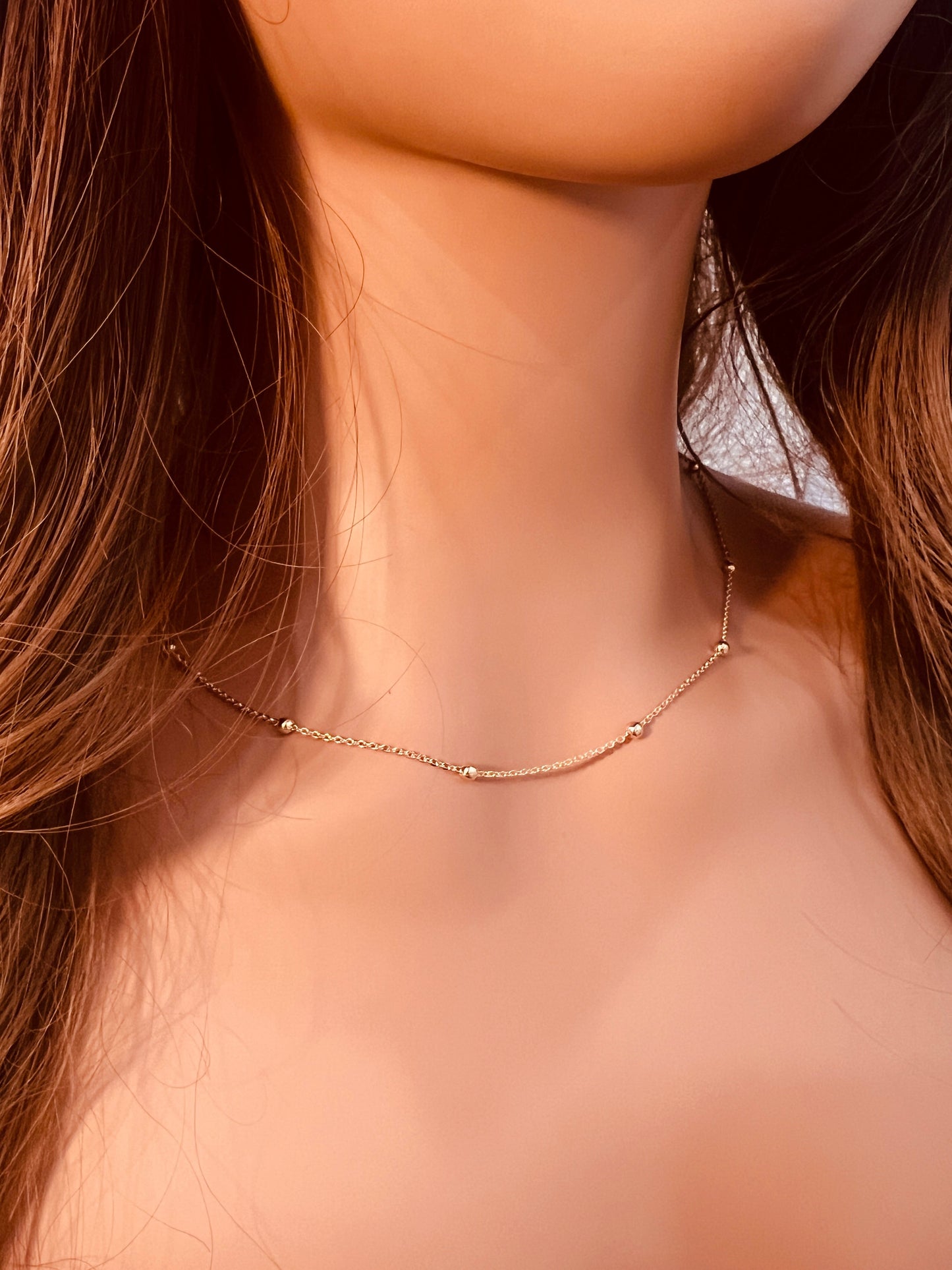 18KT Gold Filled Necklaces, Gold Filled Cable Ball Necklace | 1mm Beads | 16–20 Inch by HAUS OF MONOGRAM