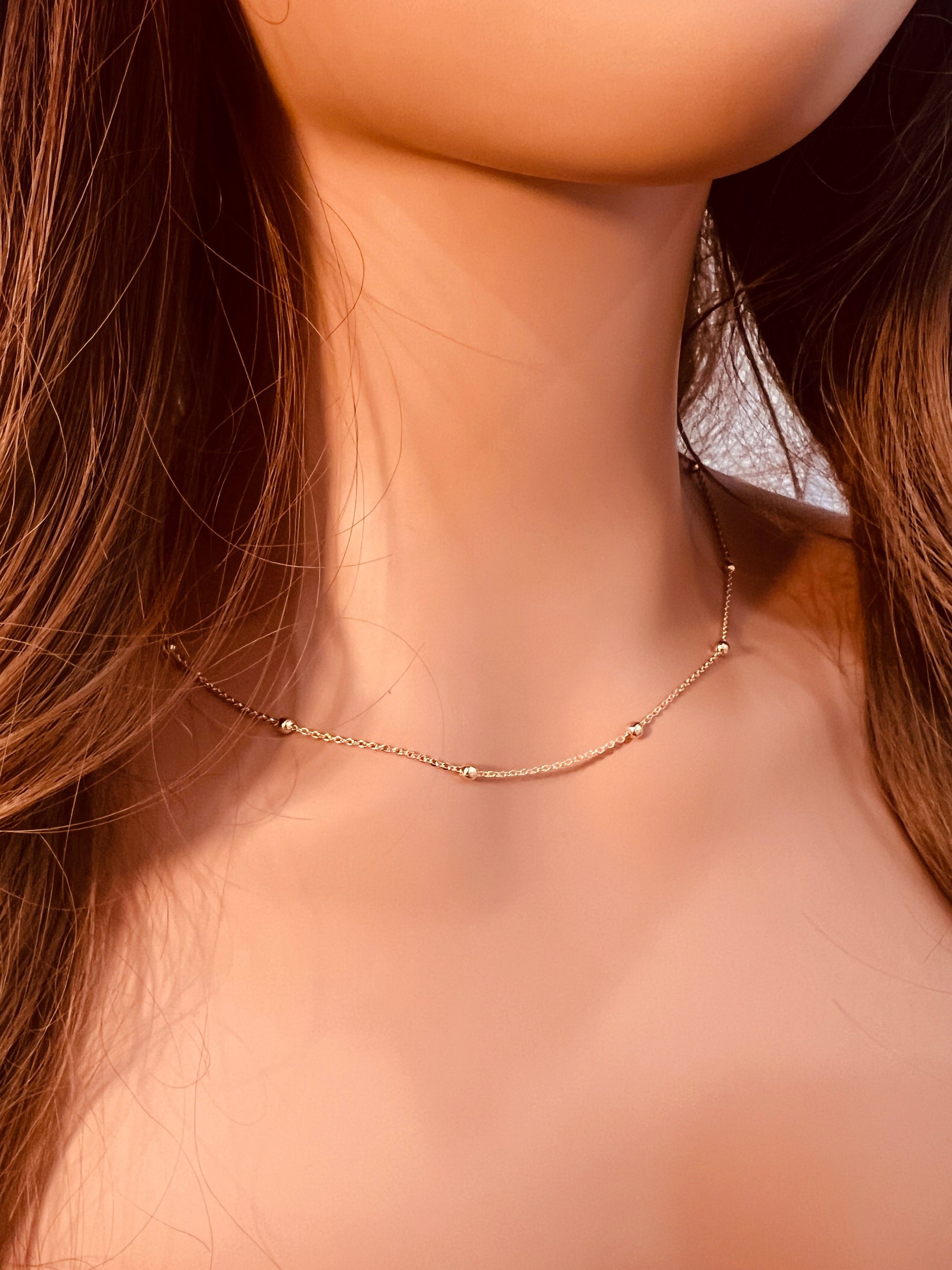 18KT Gold Filled Necklaces, Gold Filled Cable Ball Necklace | 1mm Beads | 16–20 Inch by HAUS OF MONOGRAM