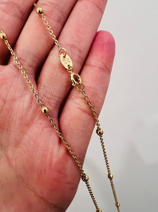18KT Gold Filled Necklaces, Gold Filled Cable Ball Necklace | 1mm Beads | 16–20 Inch by HAUS OF MONOGRAM