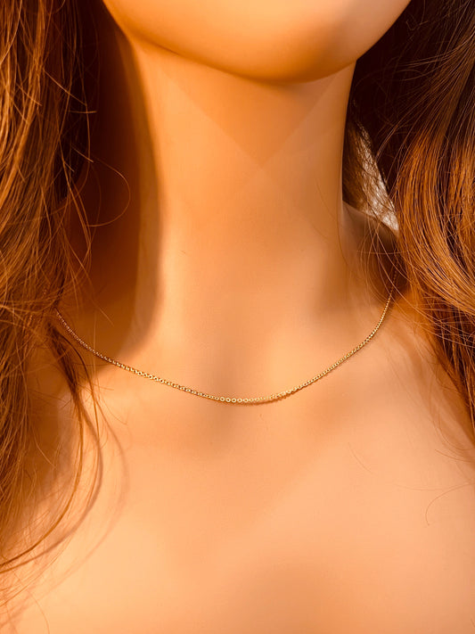 18KT Gold Filled Necklaces, Gold Filled Cable Link Necklace | 1mm Chain Detail by HAUS OF MONOGRAM
