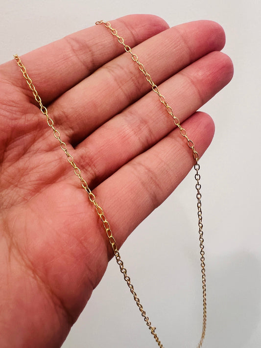 18KT Gold Filled Necklaces, Gold Filled Cable Necklace | 1mm Chain | 16–20 Inch by HAUS OF MONOGRAM