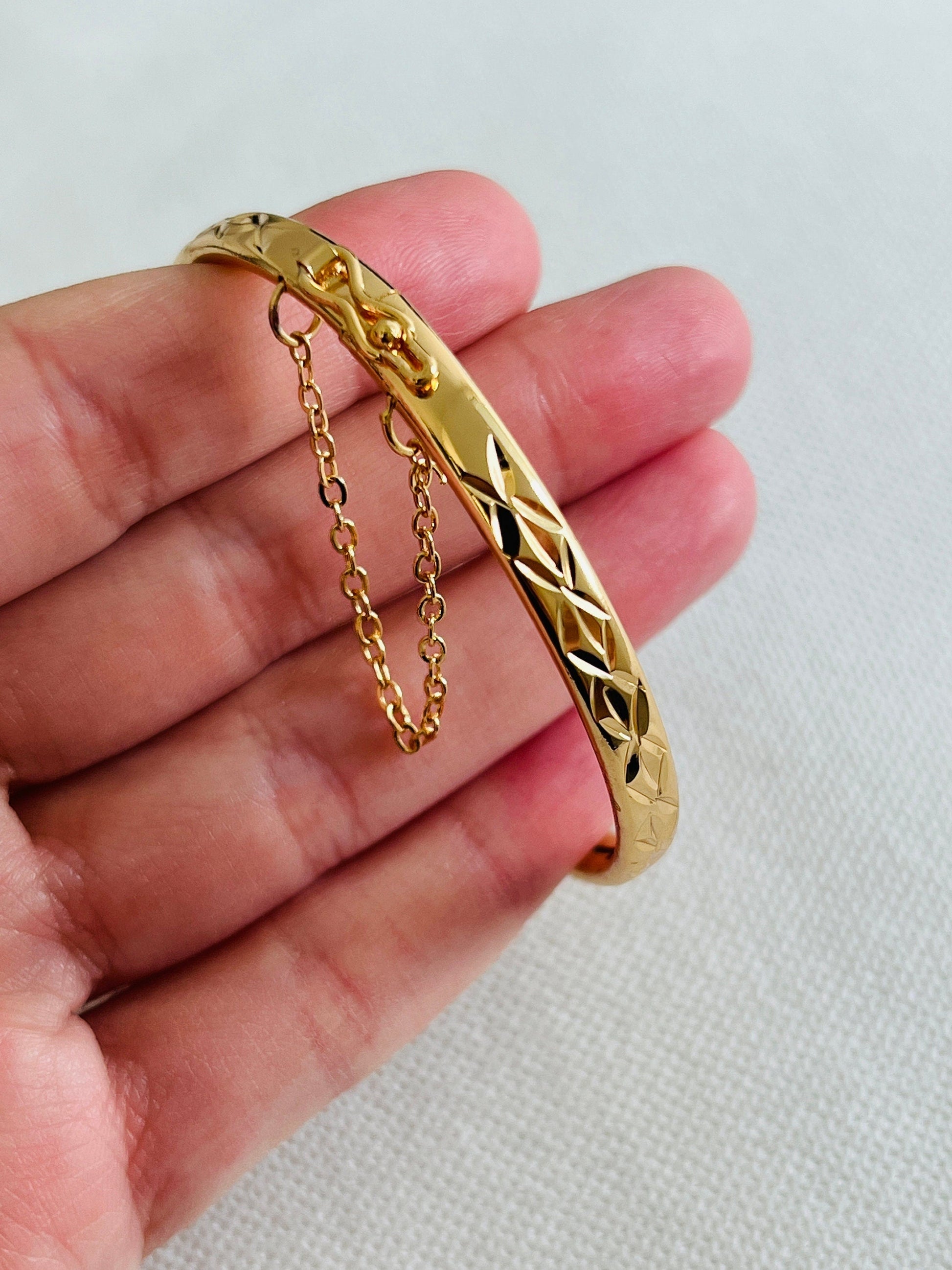18KT Gold Filled Bangles, Gold Filled Chain Link Bangle | 18kt Gold Statement Bracelet by HAUS OF MONOGRAM