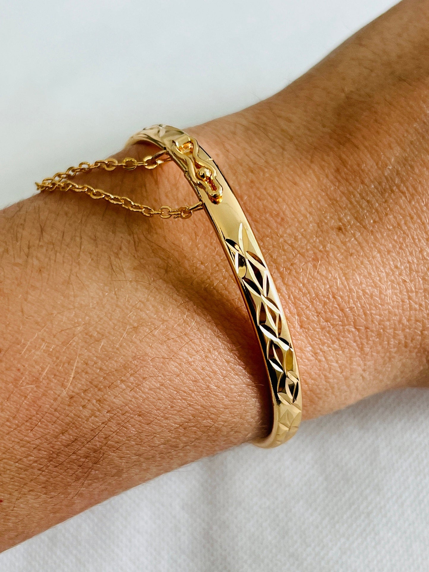 18KT Gold Filled Bangles, Gold Filled Chain Link Bangle | 18kt Gold Statement Bracelet by HAUS OF MONOGRAM
