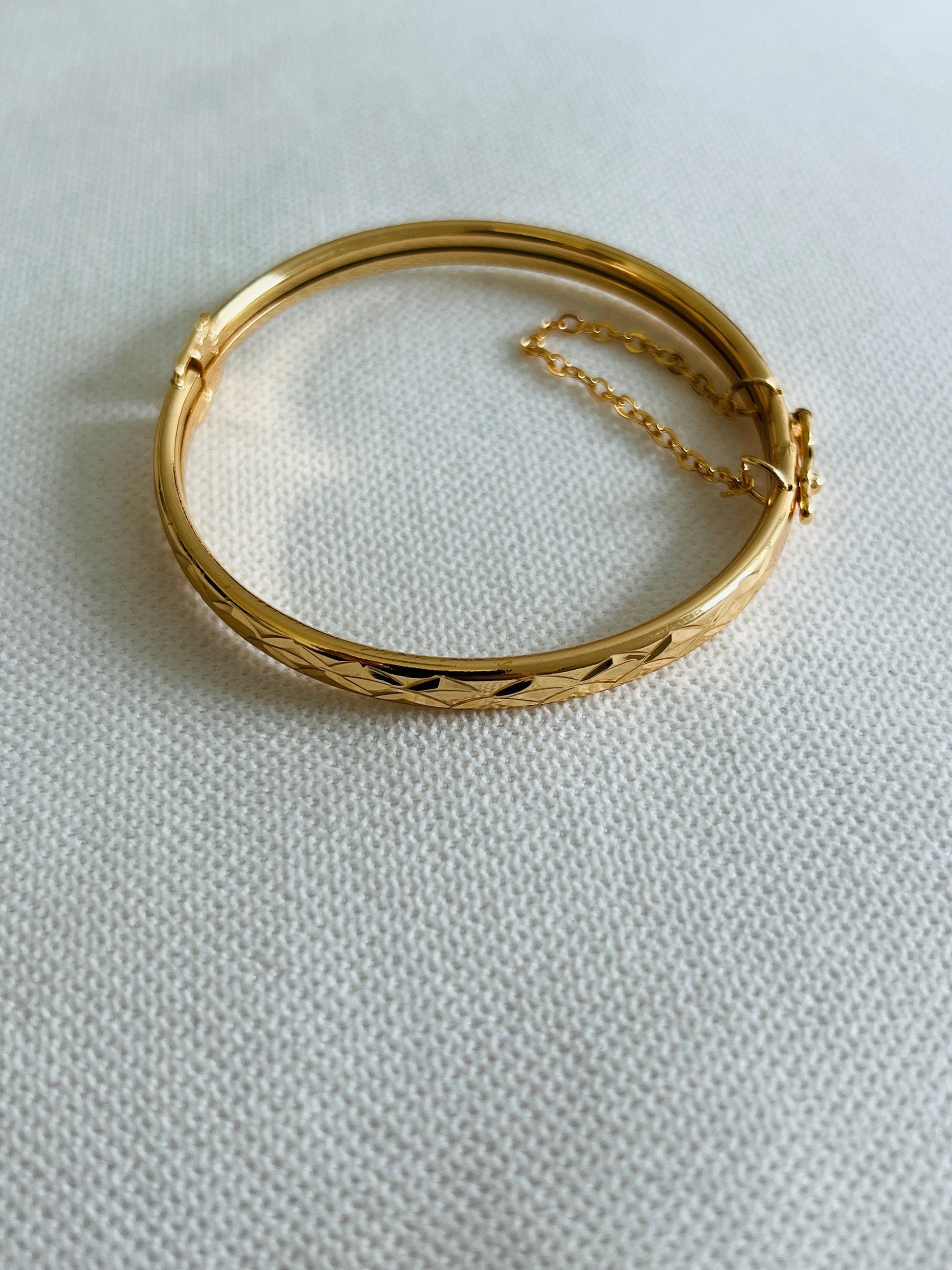 18KT Gold Filled Bangles, Gold Filled Chain Link Bangle | 18kt Gold Statement Bracelet by HAUS OF MONOGRAM