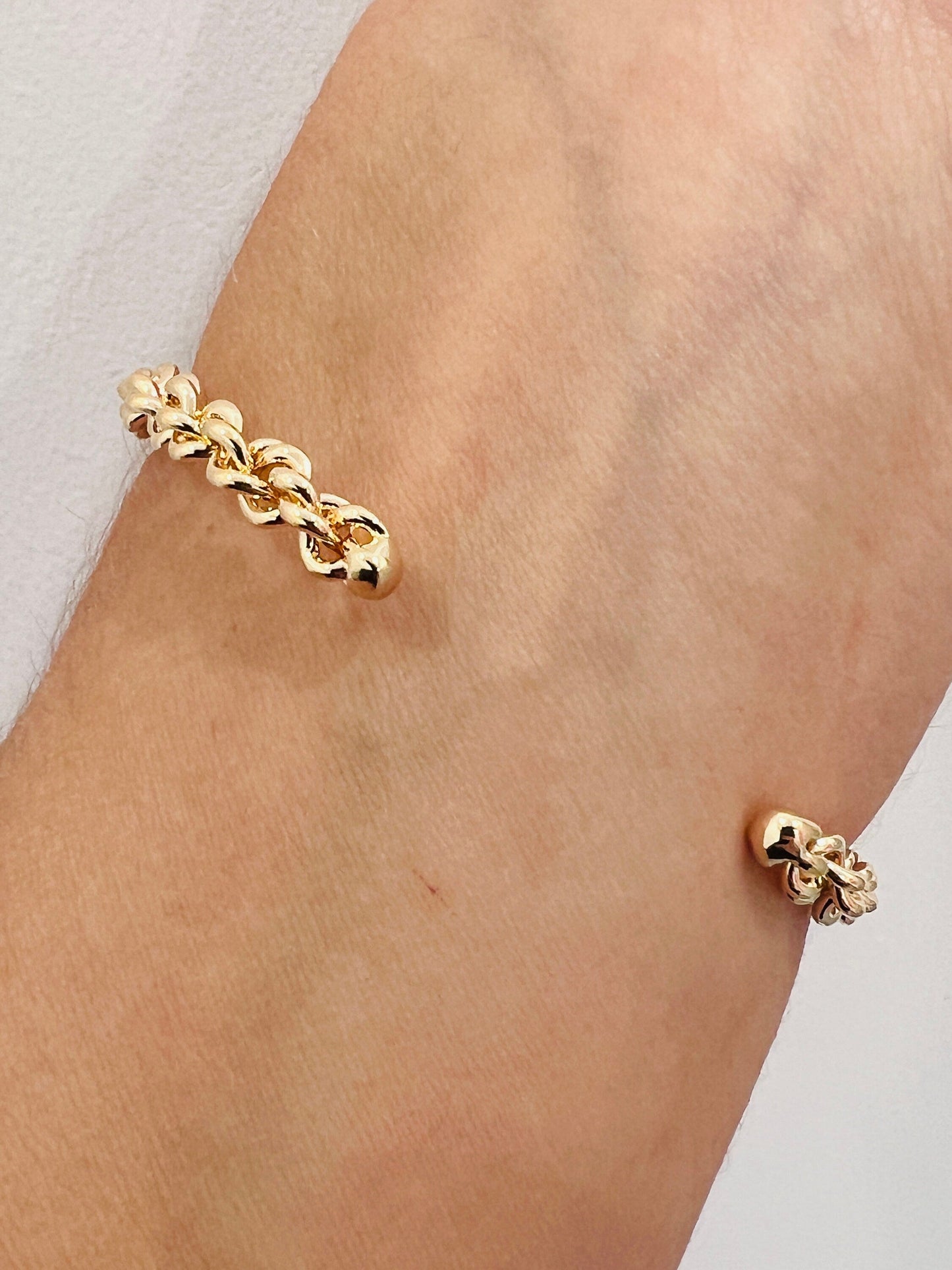 18KT Gold Filled Bangles, Gold Filled Chain Link Bangle | Adjustable | 4mm Wide by HAUS OF MONOGRAM