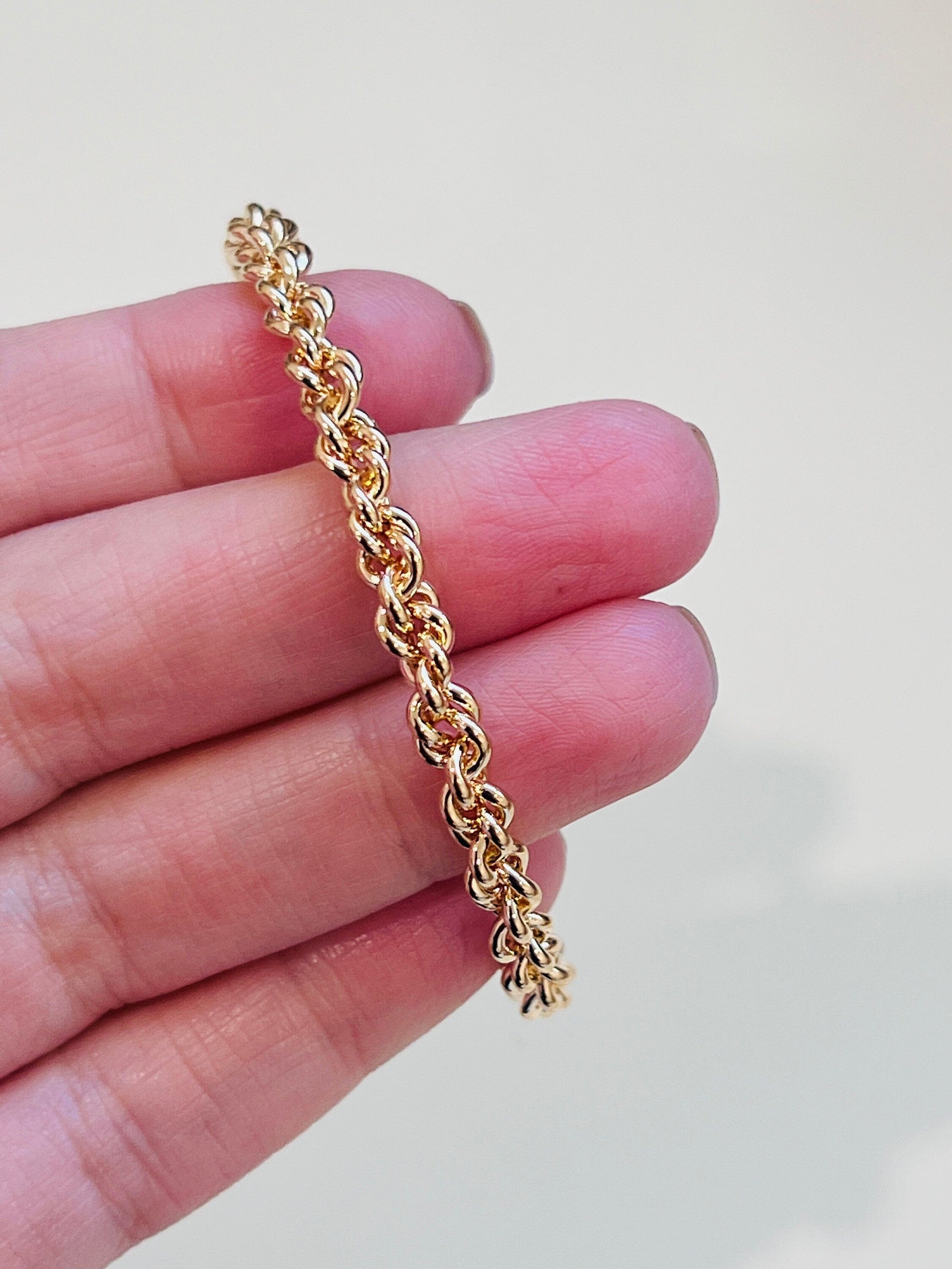 18KT Gold Filled Bangles, Gold Filled Chain Link Bangle | Adjustable | 4mm Wide by HAUS OF MONOGRAM