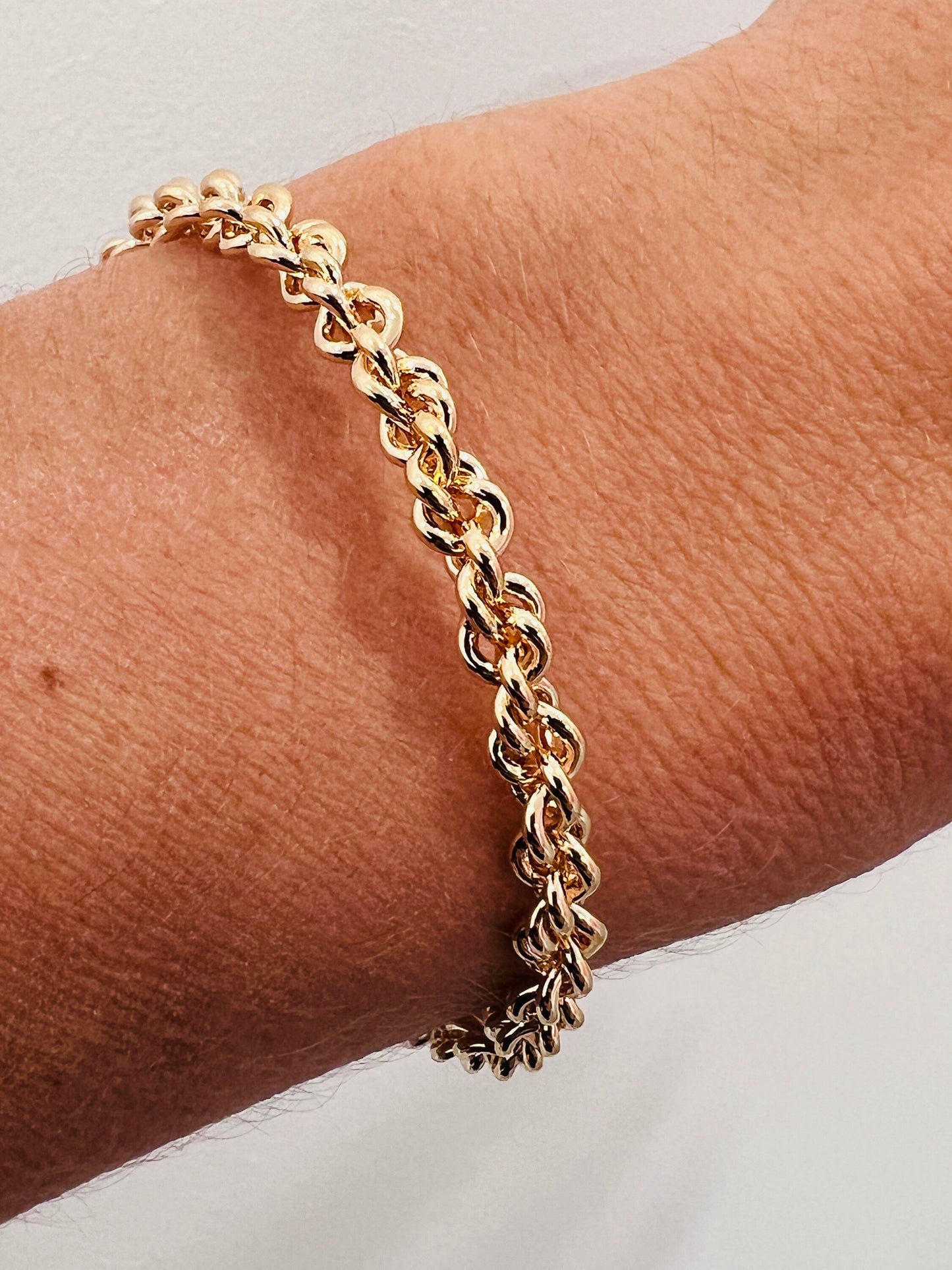 18KT Gold Filled Bangles, Gold Filled Chain Link Bangle | Adjustable | 4mm Wide by HAUS OF MONOGRAM