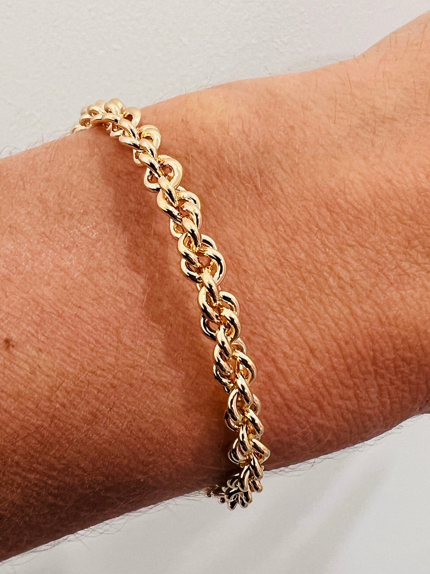 18KT Gold Filled Bangles, Gold Filled Chain Link Bangle | Adjustable | 4mm Wide by HAUS OF MONOGRAM