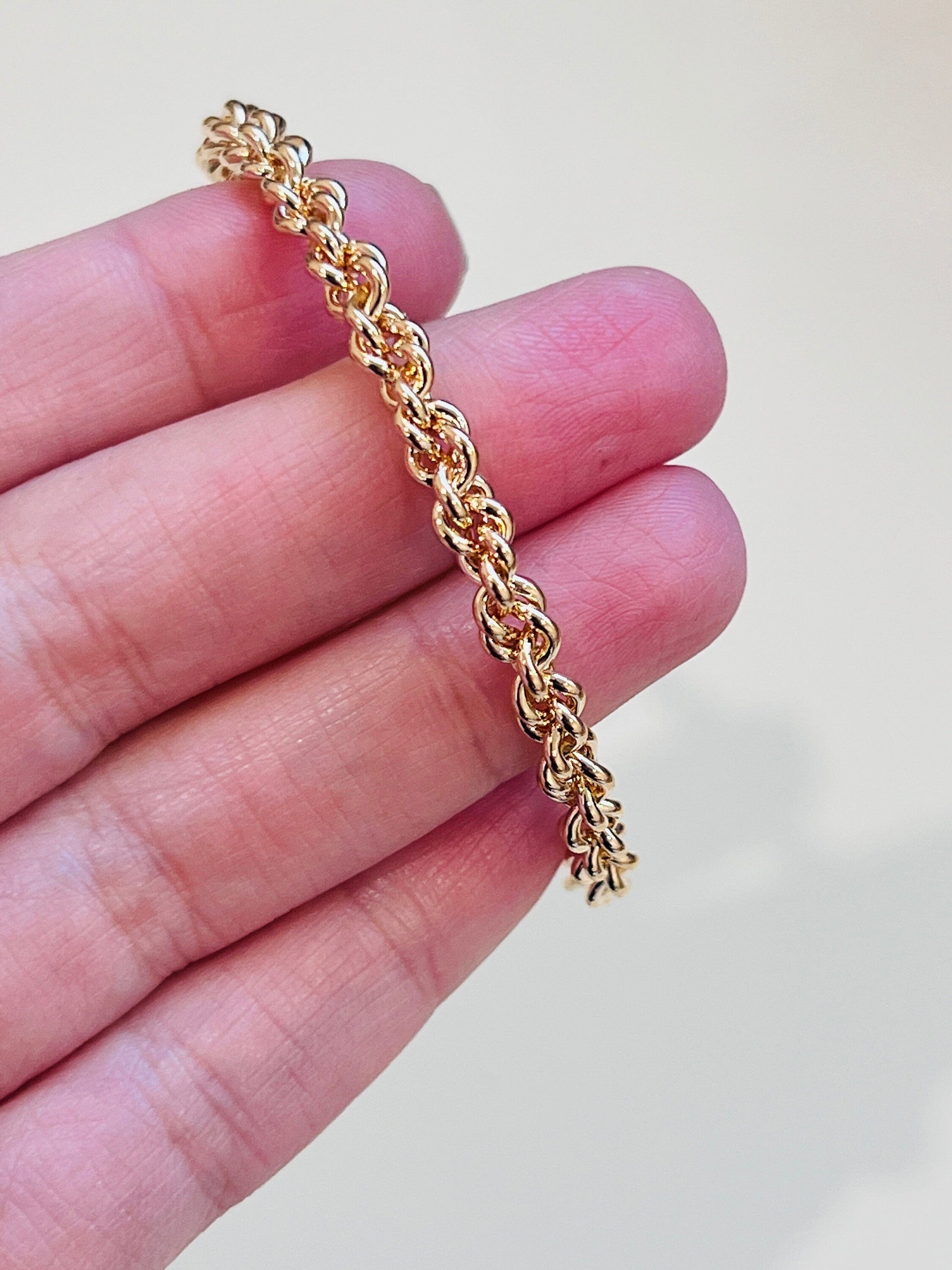 18KT Gold Filled Bangles, Gold Filled Chain Link Bangle | Adjustable | 4mm Wide by HAUS OF MONOGRAM