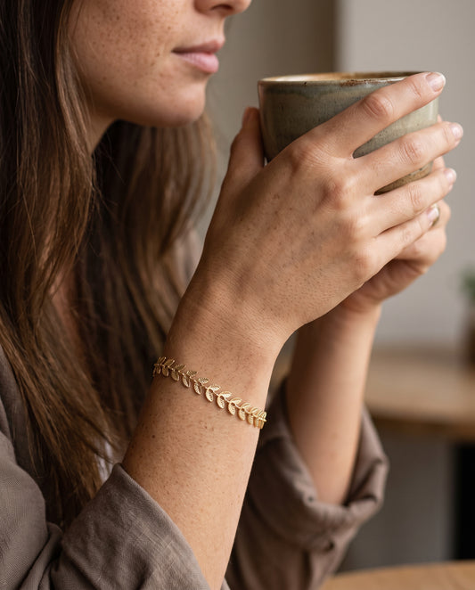 Gold Filled Chevron Bracelet worn by a model