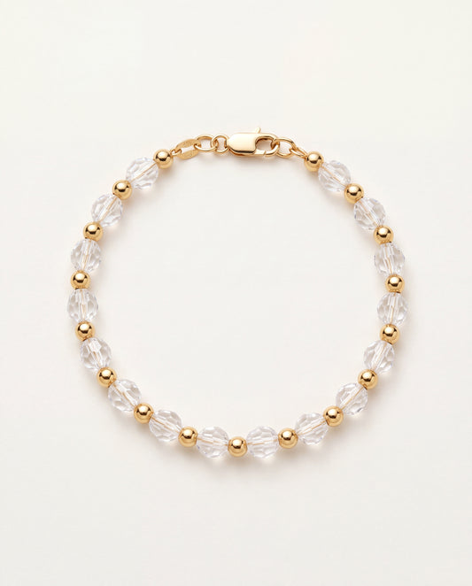 18KT Gold Filled Bracelets, Gold Filled Clear Crystal Bracelet | 6mm Beads | 7.5" Size by HAUS OF MONOGRAM