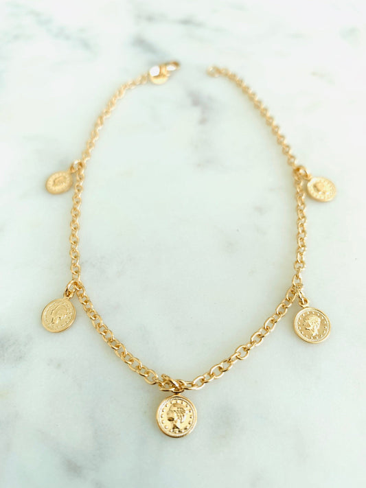Gold Filled Coin Anklet | 10.25 Inch Statement Shine by HAUS OF MONOGRAM
