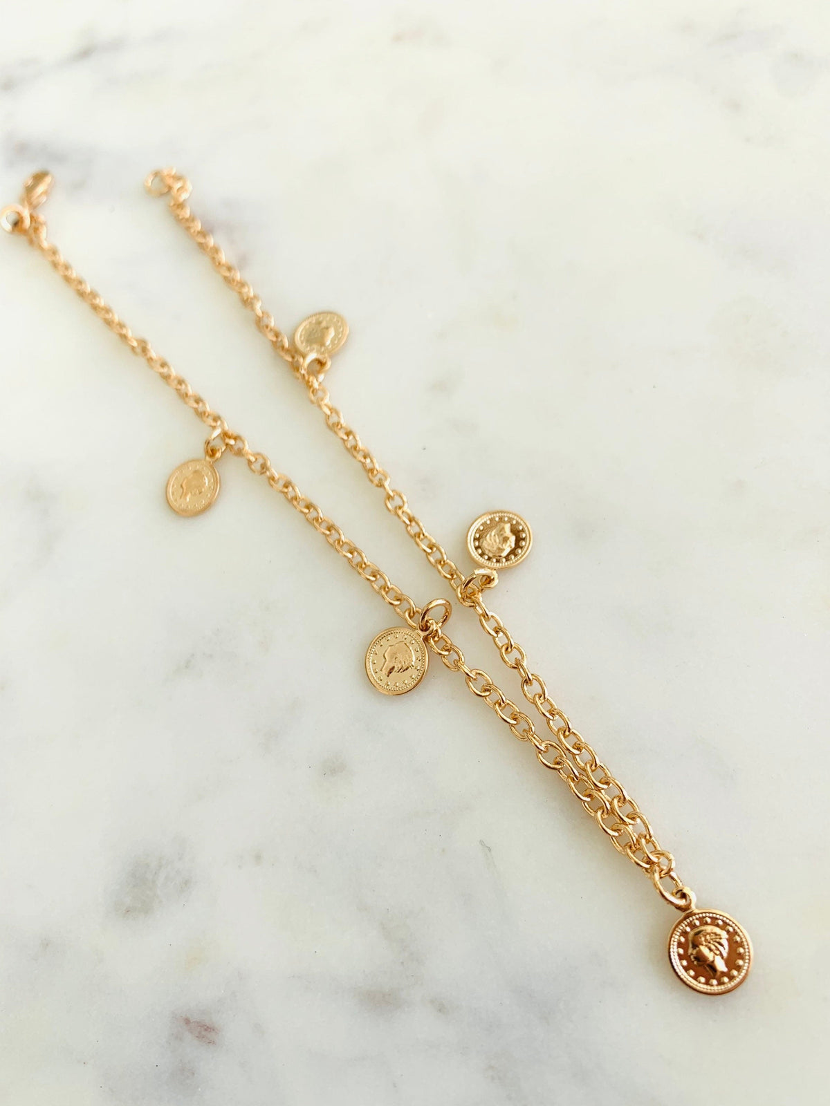 18KT Gold Filled Anklets, Gold Filled Coin Anklet | 10.25 Inch Statement Shine by HAUS OF MONOGRAM