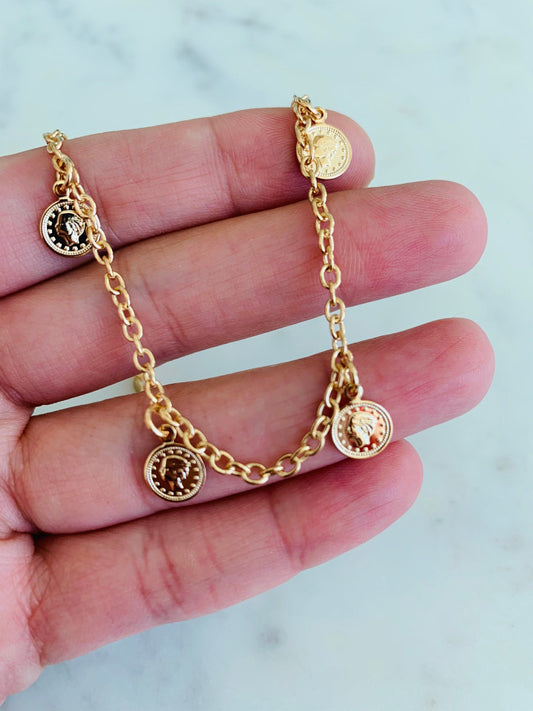18KT Gold Filled Anklets, Gold Filled Coin Anklet | 10.25 Inch Statement Shine by HAUS OF MONOGRAM