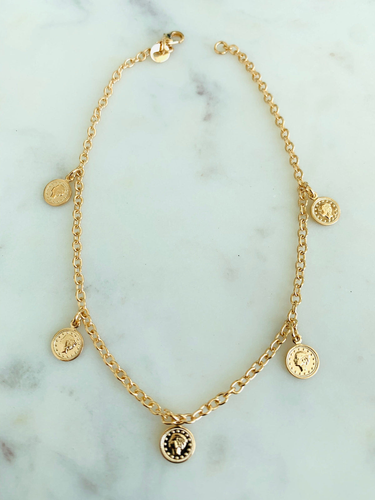 18KT Gold Filled Anklets, Gold Filled Coin Anklet | 10.25 Inch Statement Shine by HAUS OF MONOGRAM
