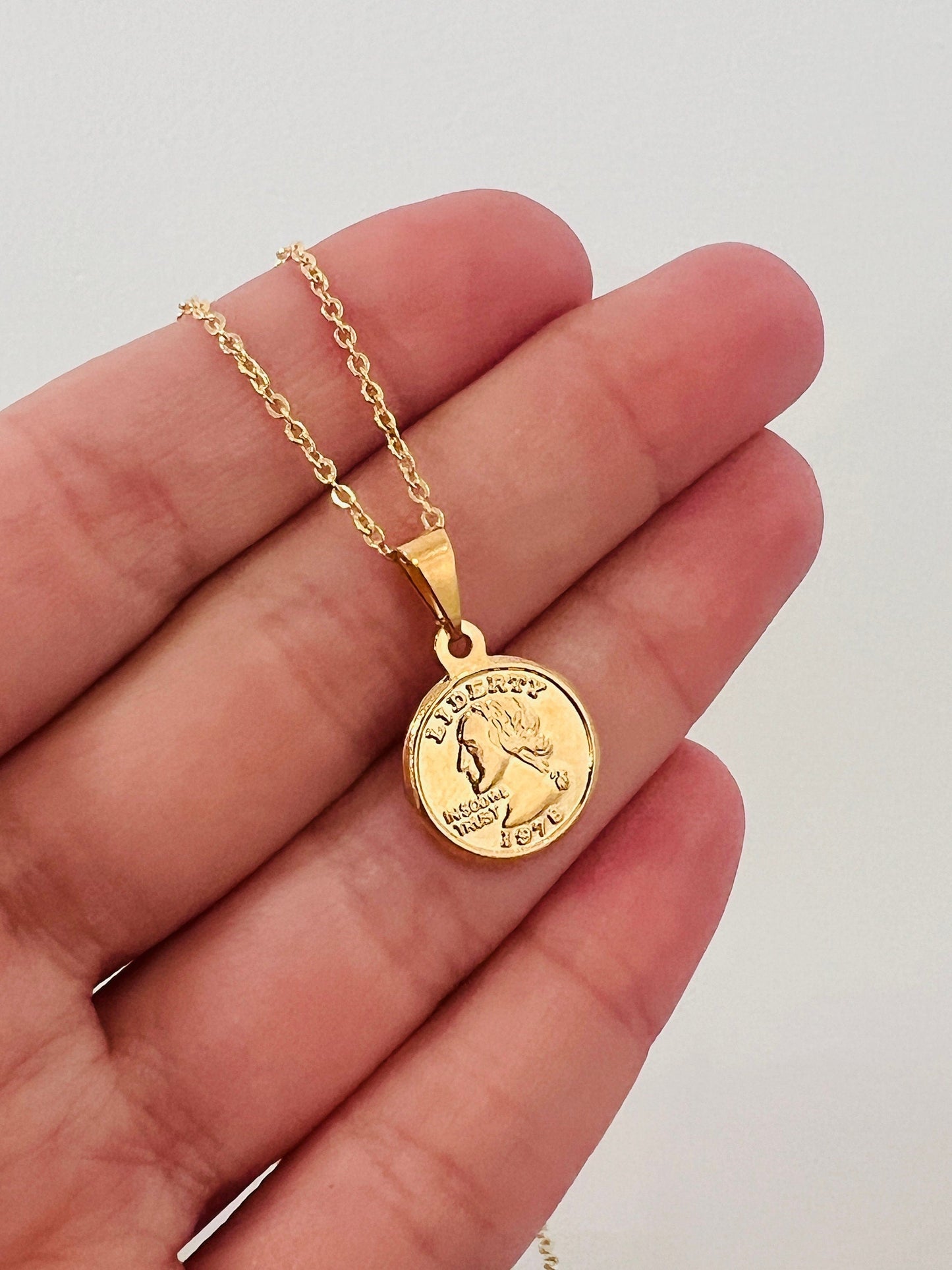 18KT Gold Filled Necklaces, Gold Filled Coin Necklace | Classic Gold Pendant for Everyday Luxe by HAUS OF MONOGRAM