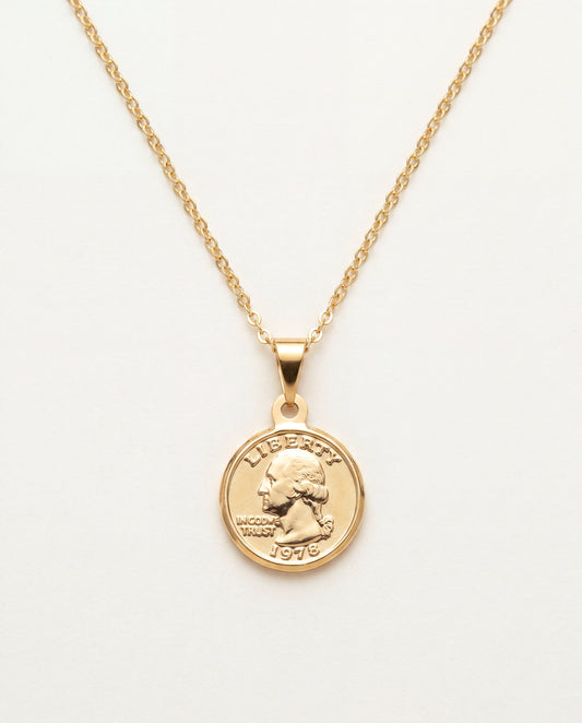 18KT Gold Filled Necklaces, Gold Filled Coin Necklace | Classic Gold Pendant for Everyday Luxe by HAUS OF MONOGRAM