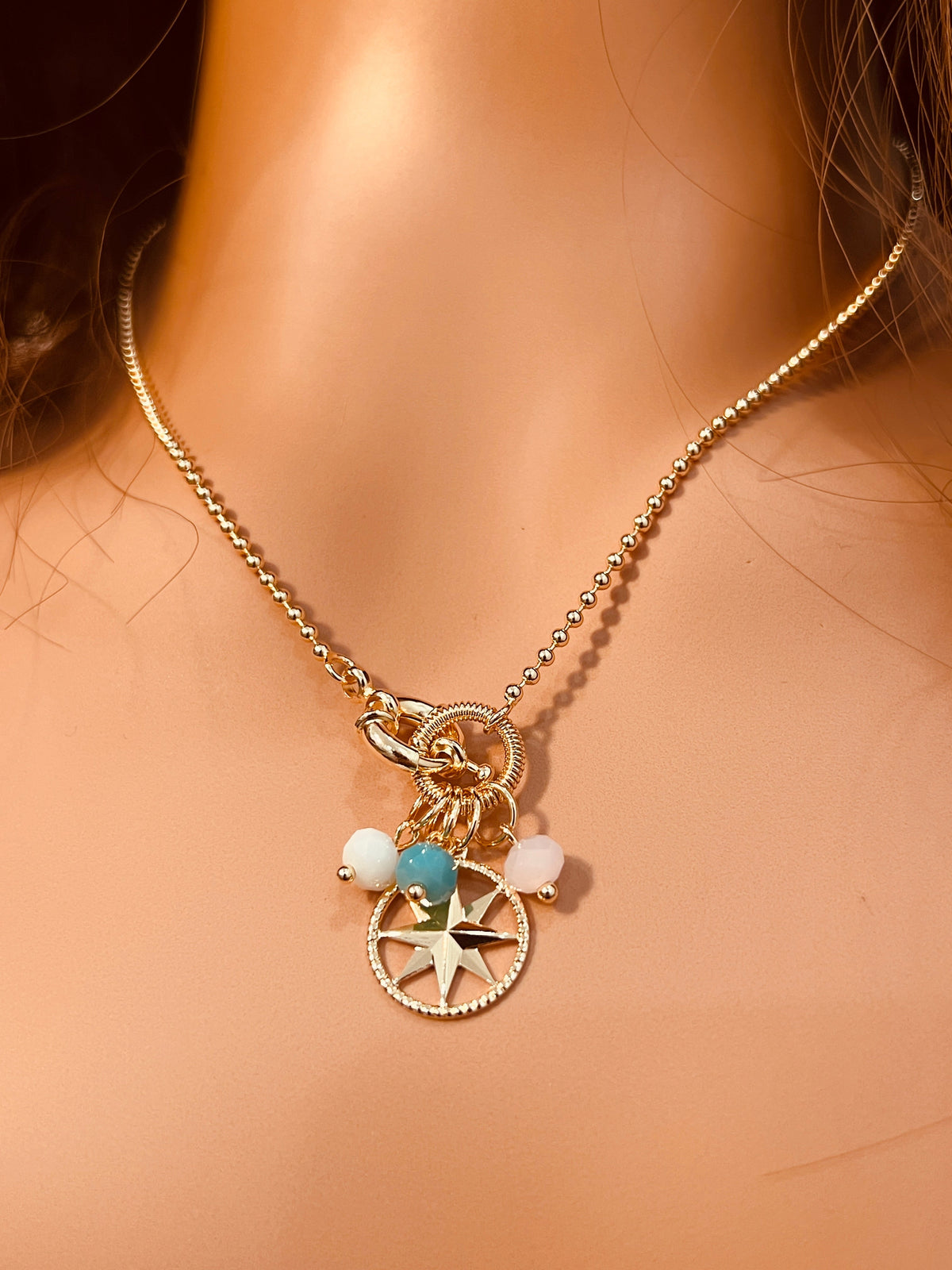 18KT Gold Filled Necklaces, Gold Filled Compass Pendant Necklace | 18" + 2" Extension by HAUS OF MONOGRAM
