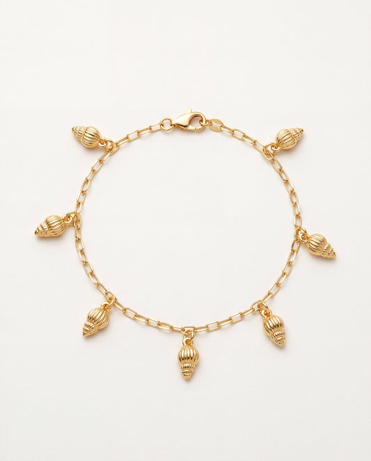 18KT Gold Filled Anklets, Gold Filled Conch Shell Charm Anklet | Size: 10" | 2mm Chain by HAUS OF MONOGRAM