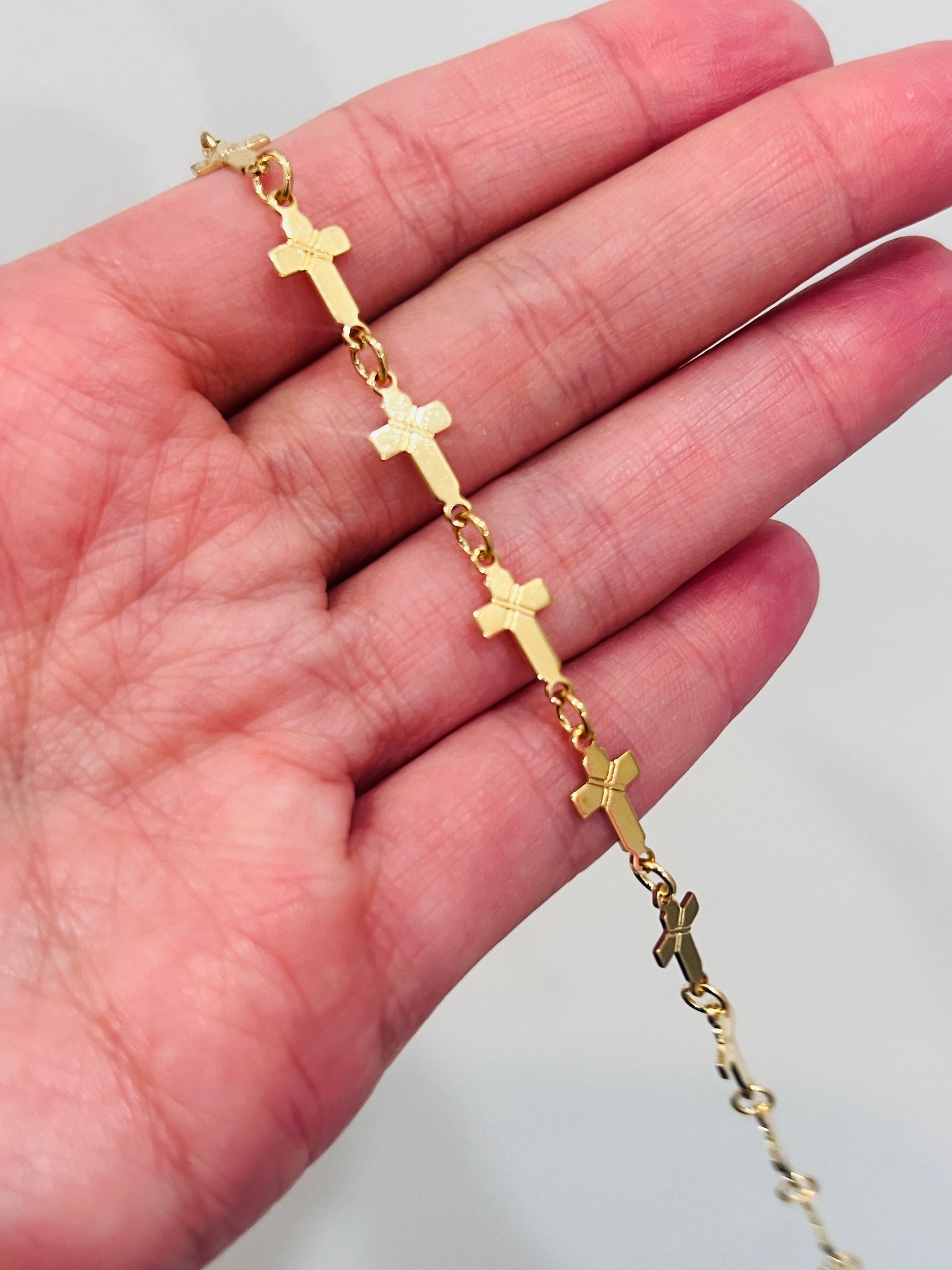 Gold Filled Cross Anklet | 6mm Chain | 9.75 Inch Length by HAUS OF MONOGRAM