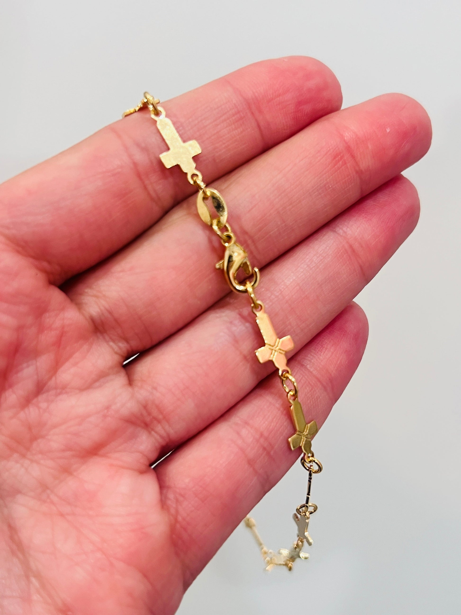 Gold Filled Cross Anklet | 6mm Chain | 9.75 Inch Length by HAUS OF MONOGRAM